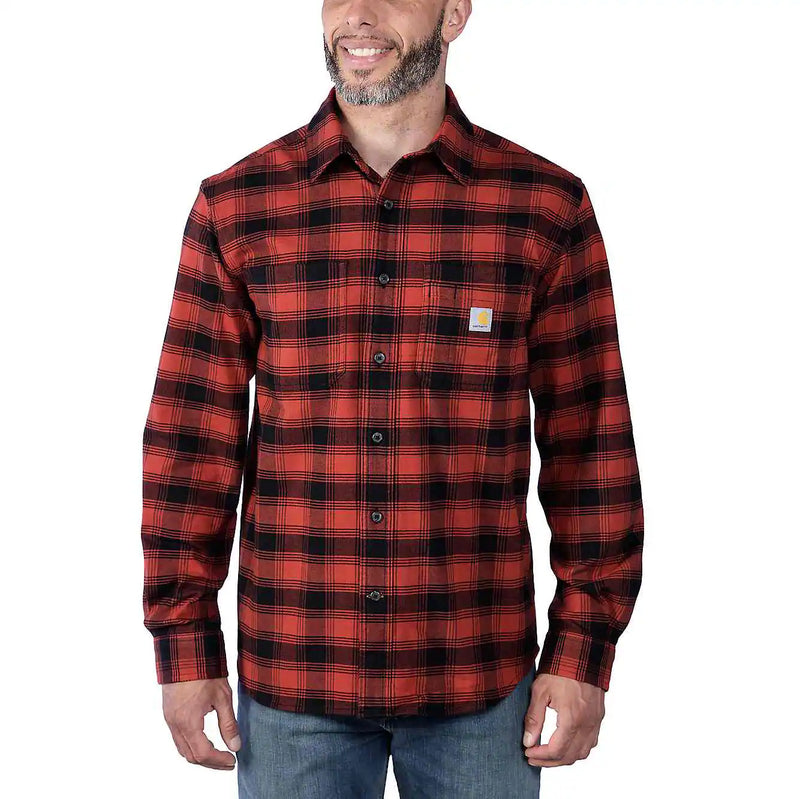 Men's Rugged Flex Relaxed Fit Medium Weight Flannel Long Sleeve Plaid Shirt