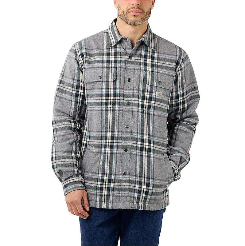 Carhartt Men's Relaxed Fit Heavyweight Flannel Sherpa-Lined Shirt Jac
