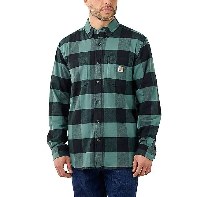 Mens Rugged Flex Relaxed Fit Medium Weight Long Sleeve Plaid Flannel Shirt