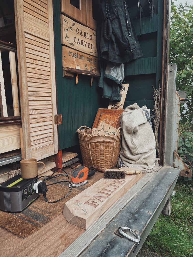 Cabin Carved - Failte Sign